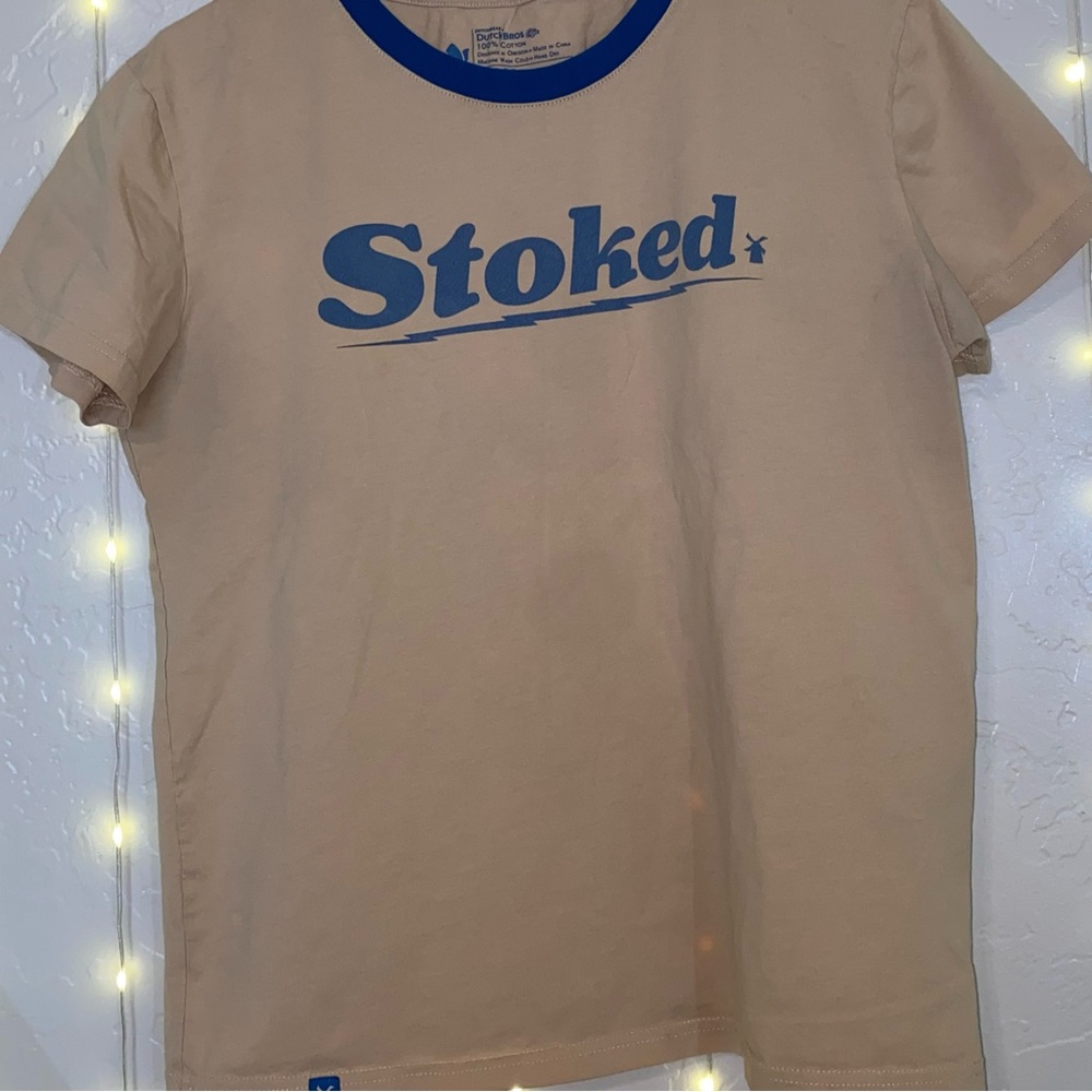 Short Sleeve Tan and Blue Dutch Bros T-Shirt